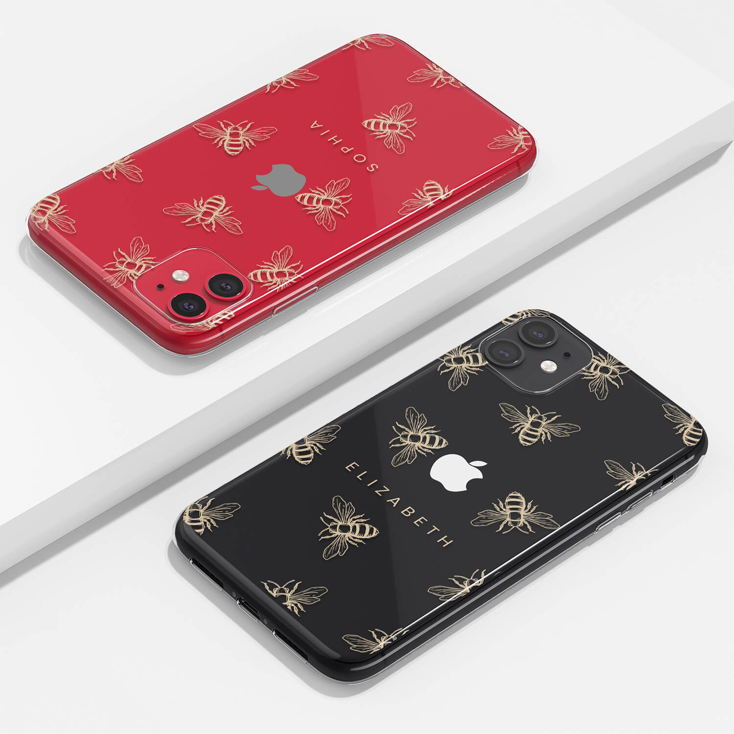 bee print clear phone case