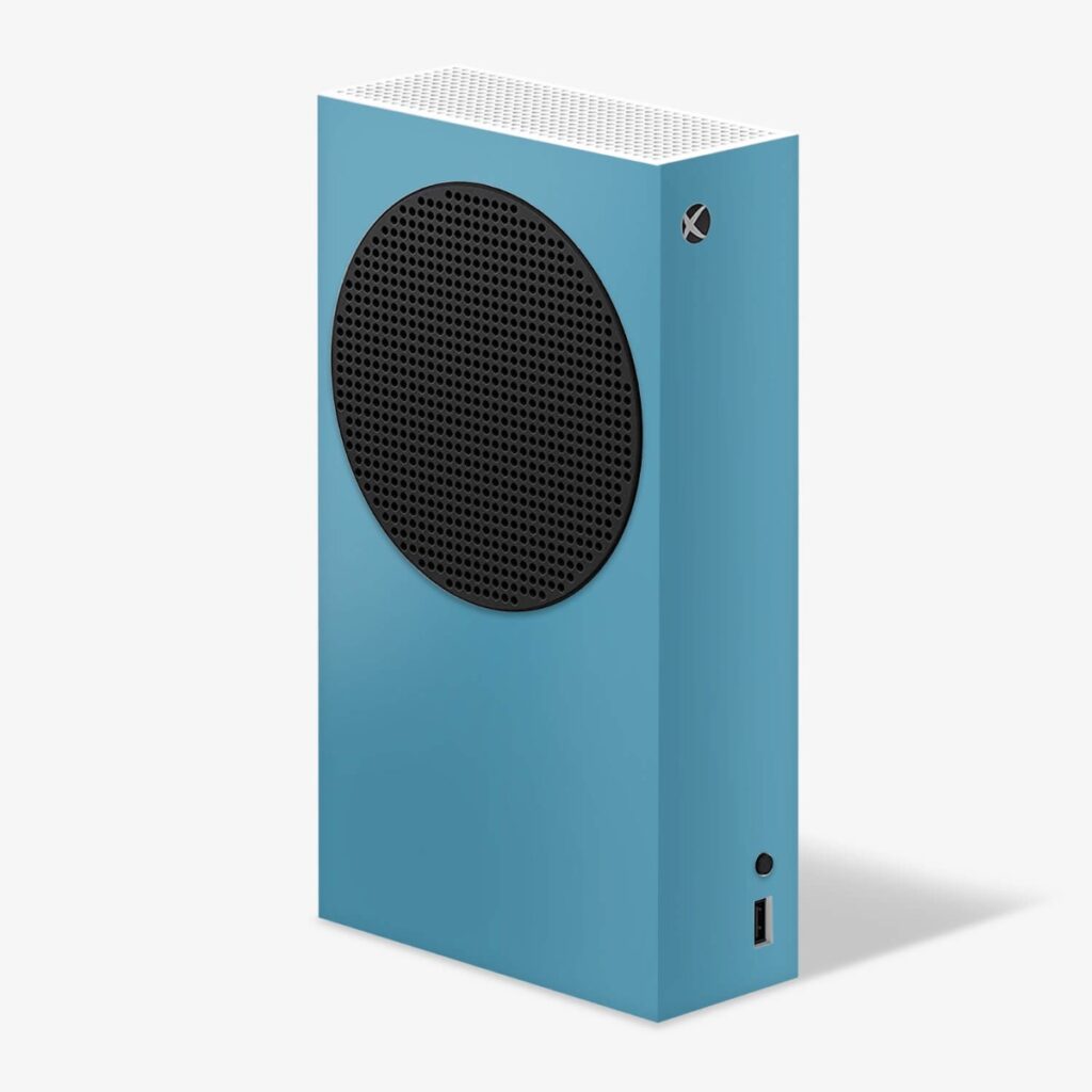 Xbox Series X console skin in light blue.