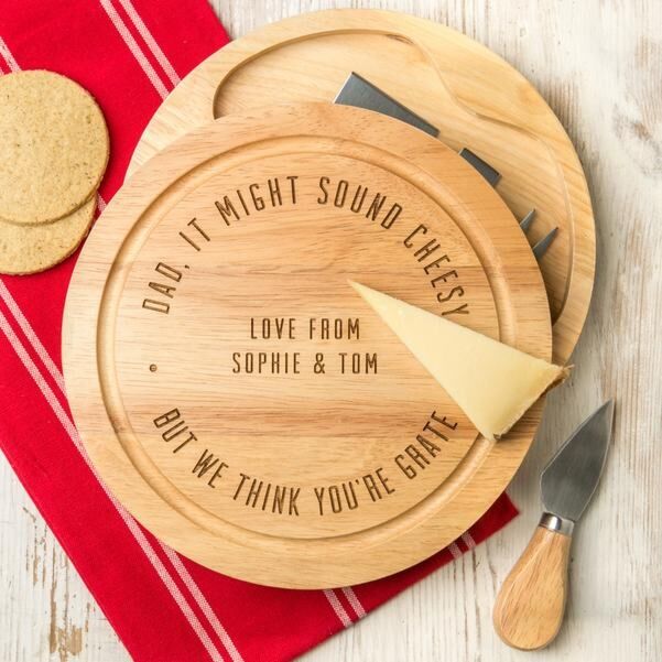 Personalised Engraved Dad's Cheese Board Set
